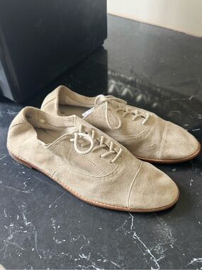 Suede Lace-Up Shoes in Beige